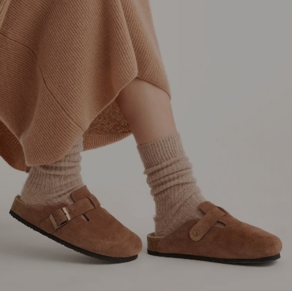 Quince Water Repellent Suede Clog Mules Cafe Brown - Picture 3 of 15